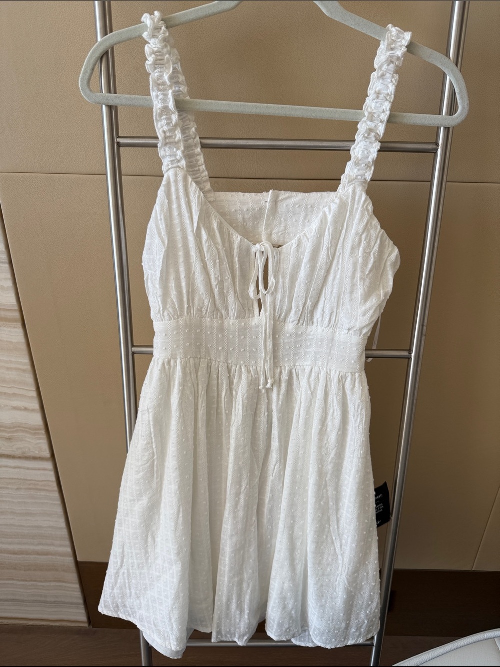 Women’s White Eyelet Sundress with Ruffle Straps